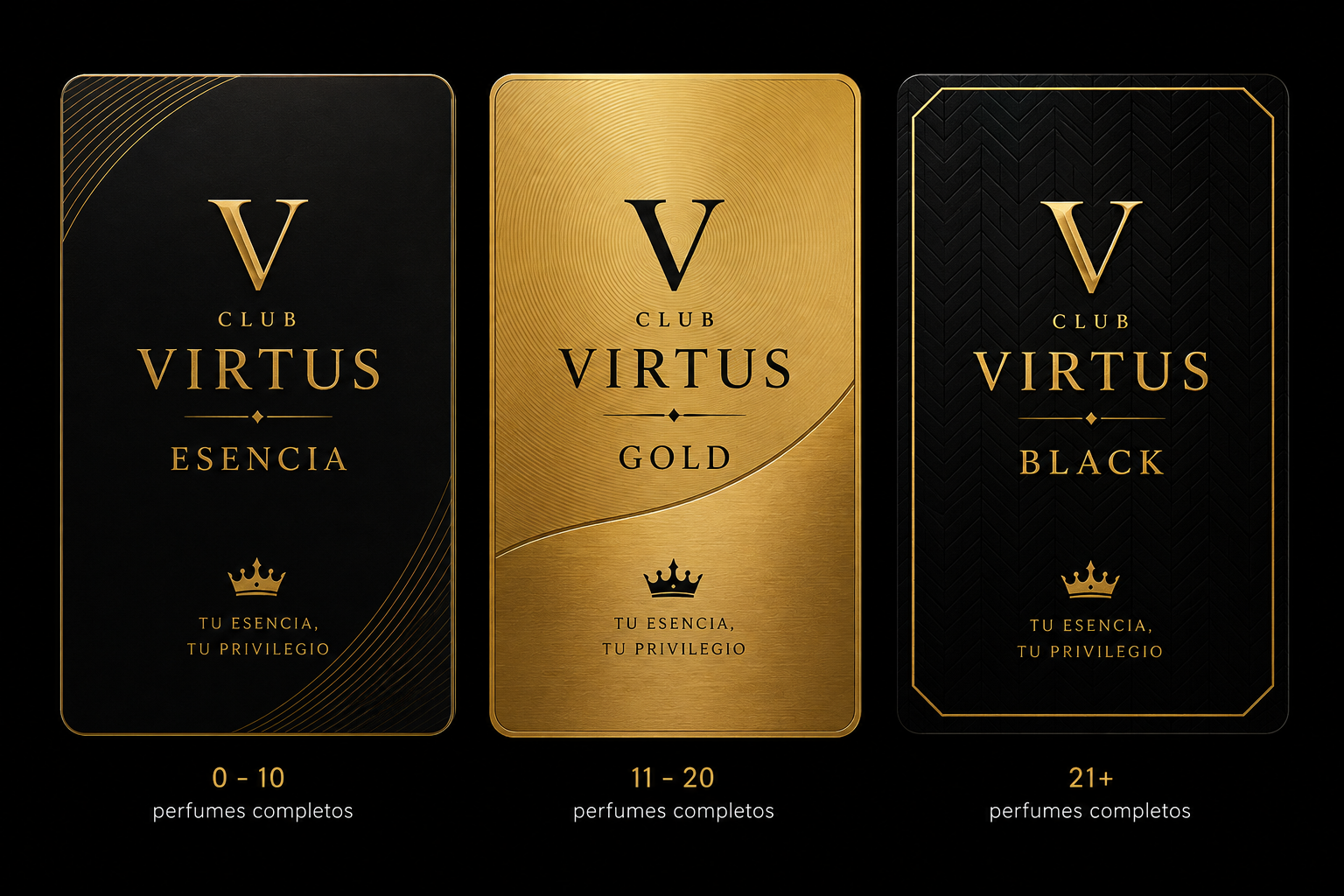 Niveles Club Virtus: Esencia, Gold y Black